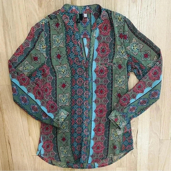 KUT From The Cloth Women's Jasmine Chiffon Blouse Top Shirt, Sheer, Size Small - Picture 1 of 3